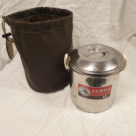 Waxed canvas bag for 12cm zebra billy can.