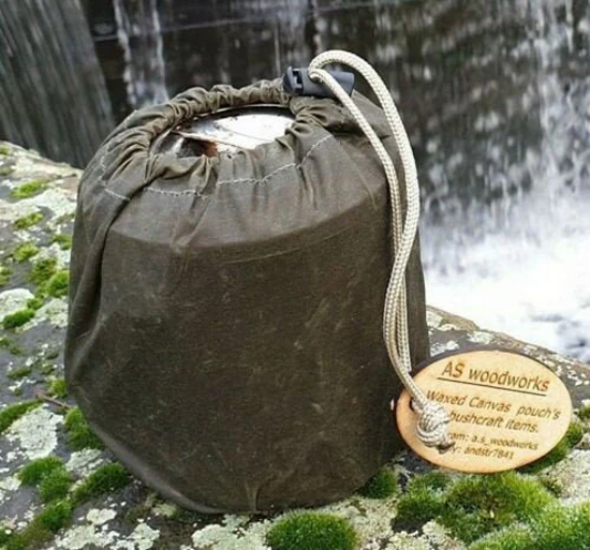 Waxed canvas bag for 10cm billy can