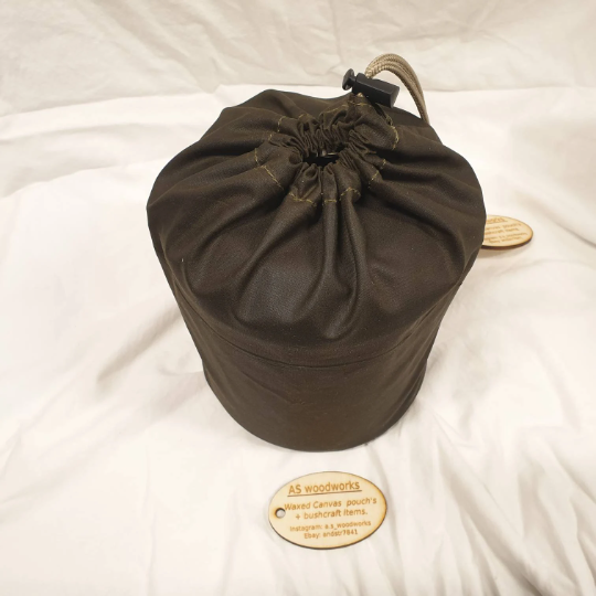 Waxed canvas bag for 16cm billy can .
